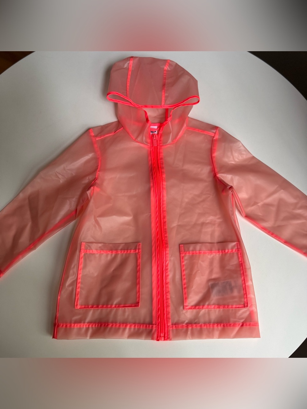 Old Navy Kids Transparent Pink Hooded Raincoat Waterproof Jacket 4T